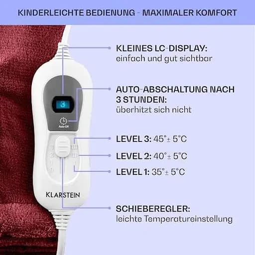 Электроодеяло Klarstein Dr.Watson XL 120 Вт (10031657) Красный - фото 3