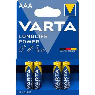 Батарейка VARTA HIGH ENERGY/LONGLIFE POWER AAA LR03 BLI 4 ALKALINE - фото 1