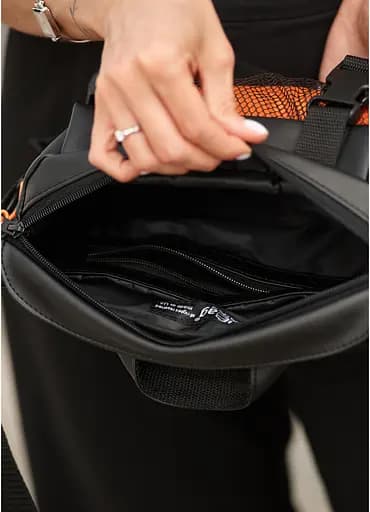 Женская сумка бананка Sambag Dynamicdart черно-оранжевая 38 × 21 × 7 см (80411129) - фото 17