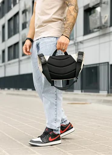 Мужская сумка бананка Sambag Dynamicdart серая 38 × 21 × 7 см (80411030m) - фото 8