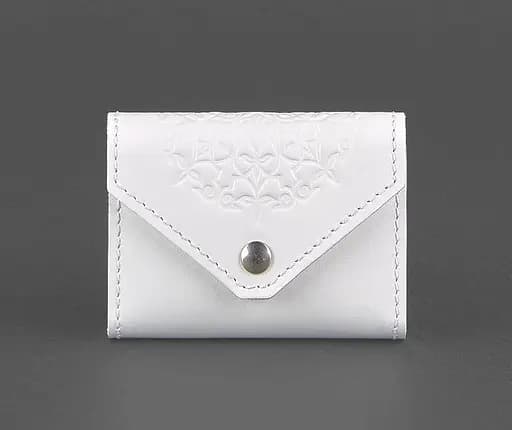 Женский кожаный кард-кейс 3.0 (гармошка) Белый с мандалой - фото 1
