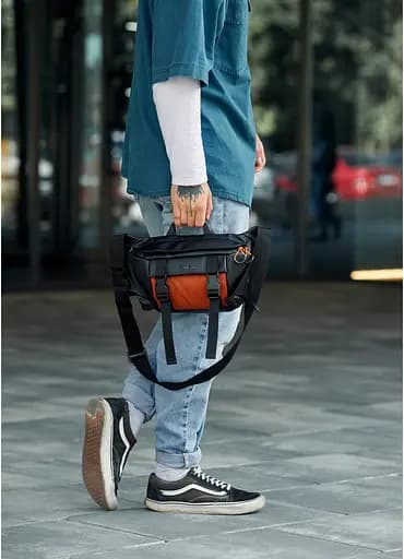 Мужская сумка бананка Sambag Dynamicdart черно-оранжевая 38 × 21 × 7 см (80411129m) - фото 9