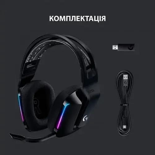 Бездротова ігрова гарнітура Logitech G733 Wireless Lightspeed RGB з підсвічуванням чорна (981-000864) - фото 2