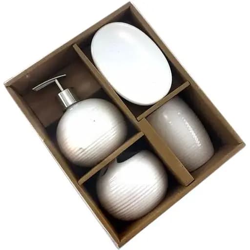 Набор аксессуаров для ванной комнаты No brand керамический белый 4 предмета 17x14x10 см - фото 5