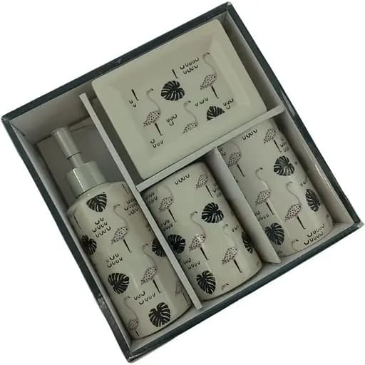 Набор аксессуаров для ванной комнаты No brand Фламинго керамический белый 4 предмета - фото 6