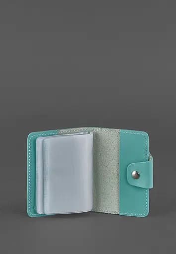 Женский кожаный кард-кейс 7.1 (Книжечка) бирюзовый - фото 4