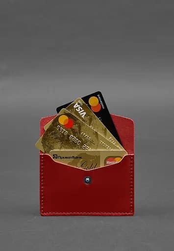 Кожаный кард-кейс 9.0 красный краст - фото 4