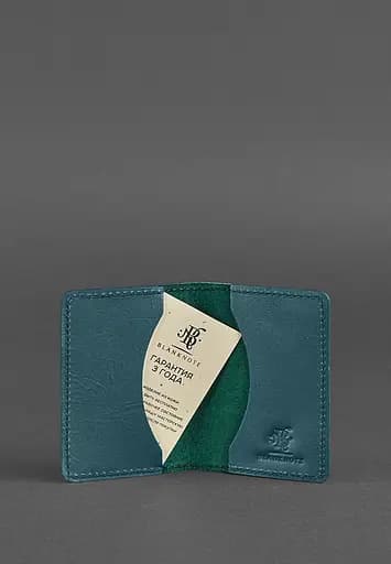 Женский кожаный кард-кейс (визитница) 6.0 зеленый - фото 4