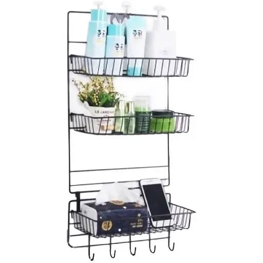 Настінна полиця-органайзер Stenson 29.5х13х66 см чорна (25589) - фото 1