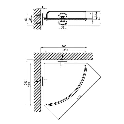 Полка для ванной комнаты Kroner KRM Elbe - ACG2921-1 (CV022897) - фото 5