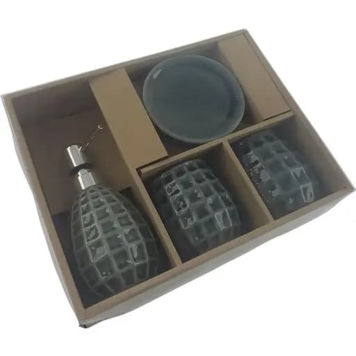 Набор аксессуаров для ванной комнаты No brand керамический серый 28.5x22.5x9 см - фото 6