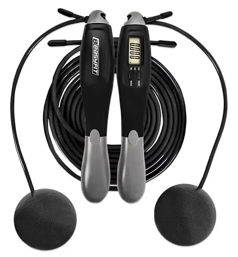 Скакалка со счетчиком EasyFit TwinRope скоростная 2,8 м черно-серая (EF-1909-GY) - фото 1