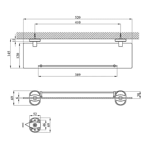 Полка для ванной комнаты Kroner KRM Elbe - ACG2907 (CV022864) - фото 4