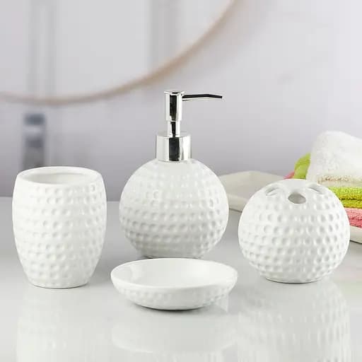 Набор аксессуаров для ванной No brand Гольф керамический белый 4 предмета 23x21x11 см - фото 7