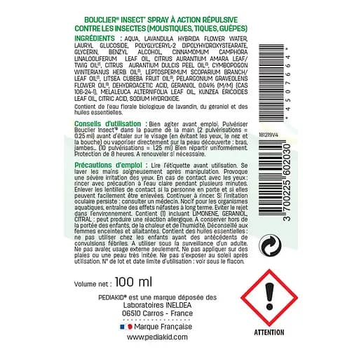 Натуральный защитный спрей от комаров Pediakid Bouclier Insect 100 мл - фото 2