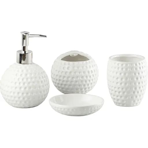 Набор аксессуаров для ванной No brand Гольф керамический белый 4 предмета 23x21x11 см - фото 1