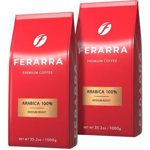 Набір кави в зернах Ferarra Caffe 100% Arabica з клапаном 1 кг х 2 шт. - фото 1