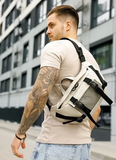 Мужская сумка бананка Sambag Dynamicdart серая 38 × 21 × 7 см (80411030m) - фото 4