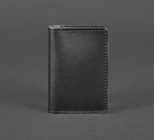 Кожаный кард-кейс (визитница) 6.0 черный - фото 1