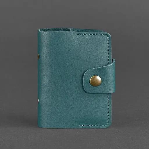 Женский кожаный кард-кейс 7.1 (Книжечка) зеленый - фото 6