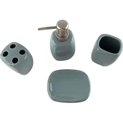 Набор аксессуаров для ванной комнаты No brand керамический сине-серый 23x21x11 см - фото 4