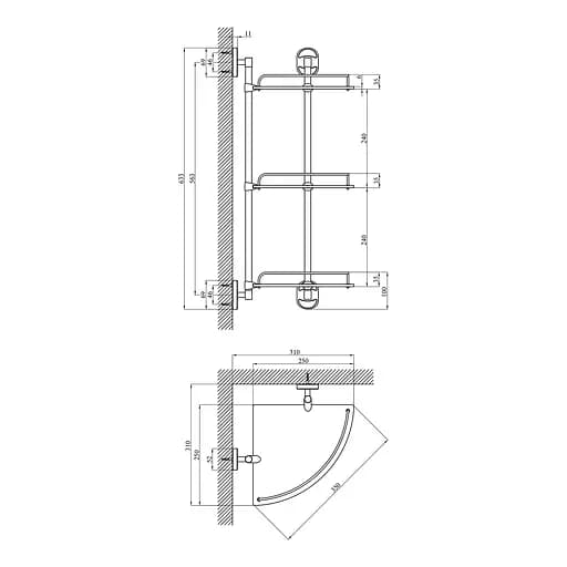 Полка для ванной комнаты Kroner KRM Elbe - ACG2907-3 (CV022867) - фото 5