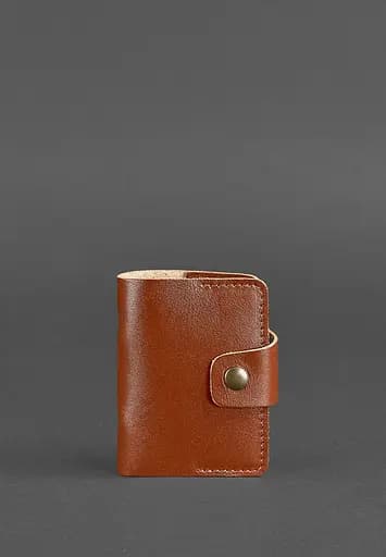 Кожаный кард-кейс 7.1 (Книжечка) светло-коричневый - фото 2