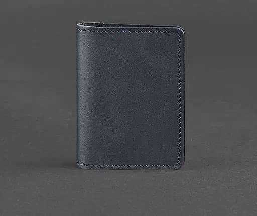 Кожаный кард-кейс (визитница) 6.0 темно-синий - фото 1