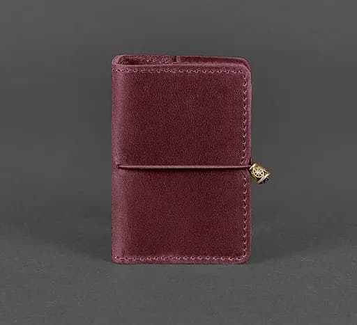 Женский кожаный кард-кейс 7.0 бордовый Crazy Horse - фото 1