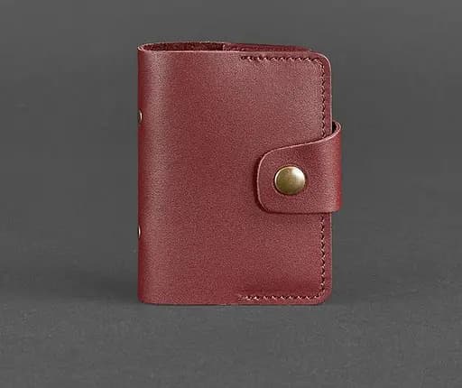 Женский кожаный кард-кейс 7.1 (Книжечка) бордовый - фото 1