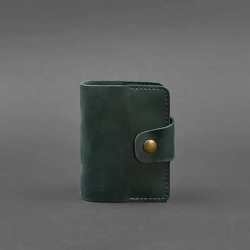 Кожаный кард-кейс 7.1 (Книжечка) зеленый Crazy Horse - фото 6