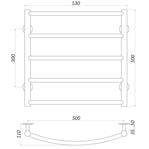 Рушникосушарка UNIO D W 500-500-5 Драбинка Дуга (20652) - фото 3