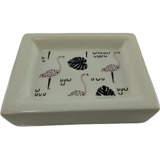 Набор аксессуаров для ванной комнаты No brand Фламинго керамический белый 4 предмета - фото 5