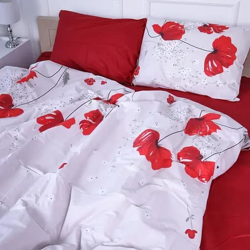 Простирадло MirSon Бязь 17-4768 Cristoforo 220x240 см червоне (2200008944780) - фото 3