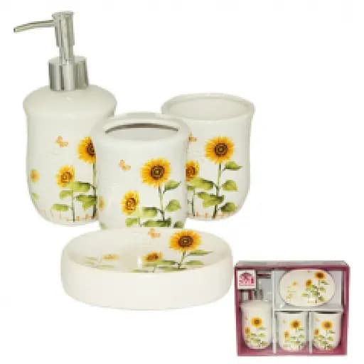 Набор аксессуаров для ванной комнаты S&T Подсолнух 4 предмета (888-06-010) - фото 1