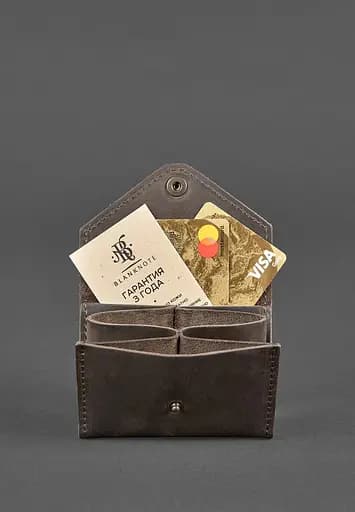 Кожаный кард-кейс 3.0 темно-коричневый с мандалой - фото 3