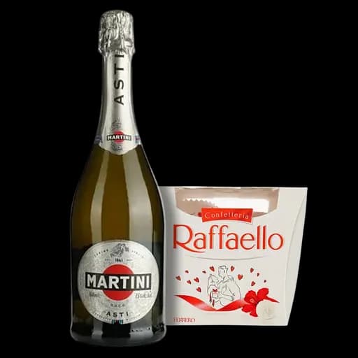 Набор Martini: Вино игристое Martini Asti DOCG 7.5% 0.75 л + Конфеты Raffaello 150 г - фото 1
