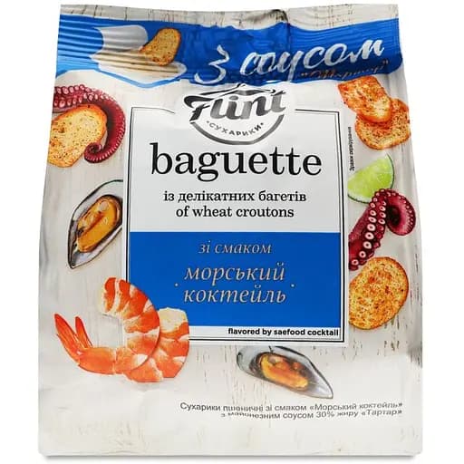 Сухарики Flint Baguette Морський коктейль із соусом тартар 65 г (918054) - фото 2
