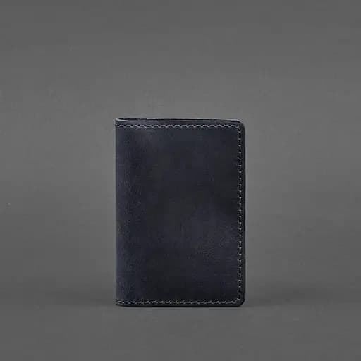 Кожаный кард-кейс (визитница) 6.0 синий Crazy Horse - фото 5