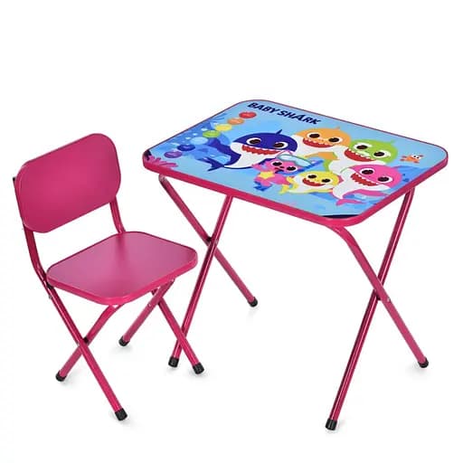 Детский столик складной со стульчиком M 5960-8 малиновый - фото 1