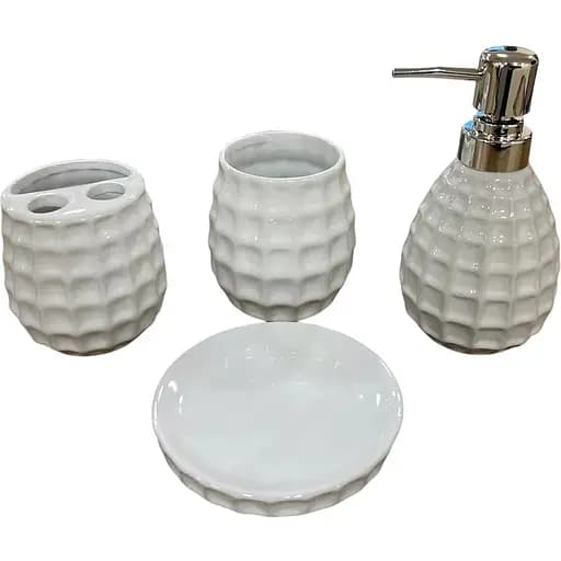 Набор аксессуаров для ванной комнаты No brand керамический белый 28.5x22.5x9 см - фото 1