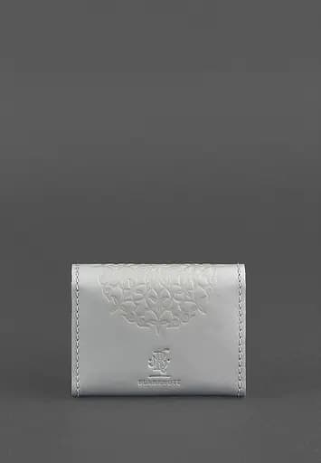 Женский кожаный кард-кейс 3.0 (гармошка) серый с мандалой - фото 5