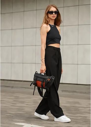 Женская сумка бананка Sambag Dynamicdart черно-оранжевая 38 × 21 × 7 см (80411129) - фото 13