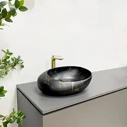 Умивальник VBI Valiano marble black matt накладний VBI-016101, Чорний матовий - мініатюра 6