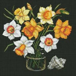 Алмазная мозаика Ideyka Солнечные нарциссы kovtun olga art на подрамнике 40х40 см (AMO7590)