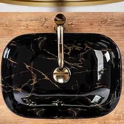 Умивальник Rea Belinda 33,5x46,5 black marble shiny (REA-U8907), Глянцева - мініатюра 2