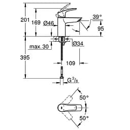 Набір змішувачів для ванни Grohe Eurosmart UA123302S0, Хром - мініатюра 2