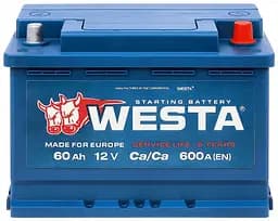 Автомобільний акумулятор WESTA 60 Ah / 600 A Premium R правий плюс (242x175x190) WPR600