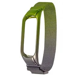 Ремешок Миланская петля радужный для Xiaomi Mi Band 5/6 35 зелено-лиловый