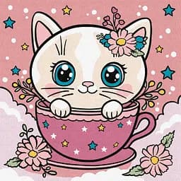 Набор для росписи по номерам для детей 5+ Цветочная чашка, Ideyka, 18x18 см, КНО6279